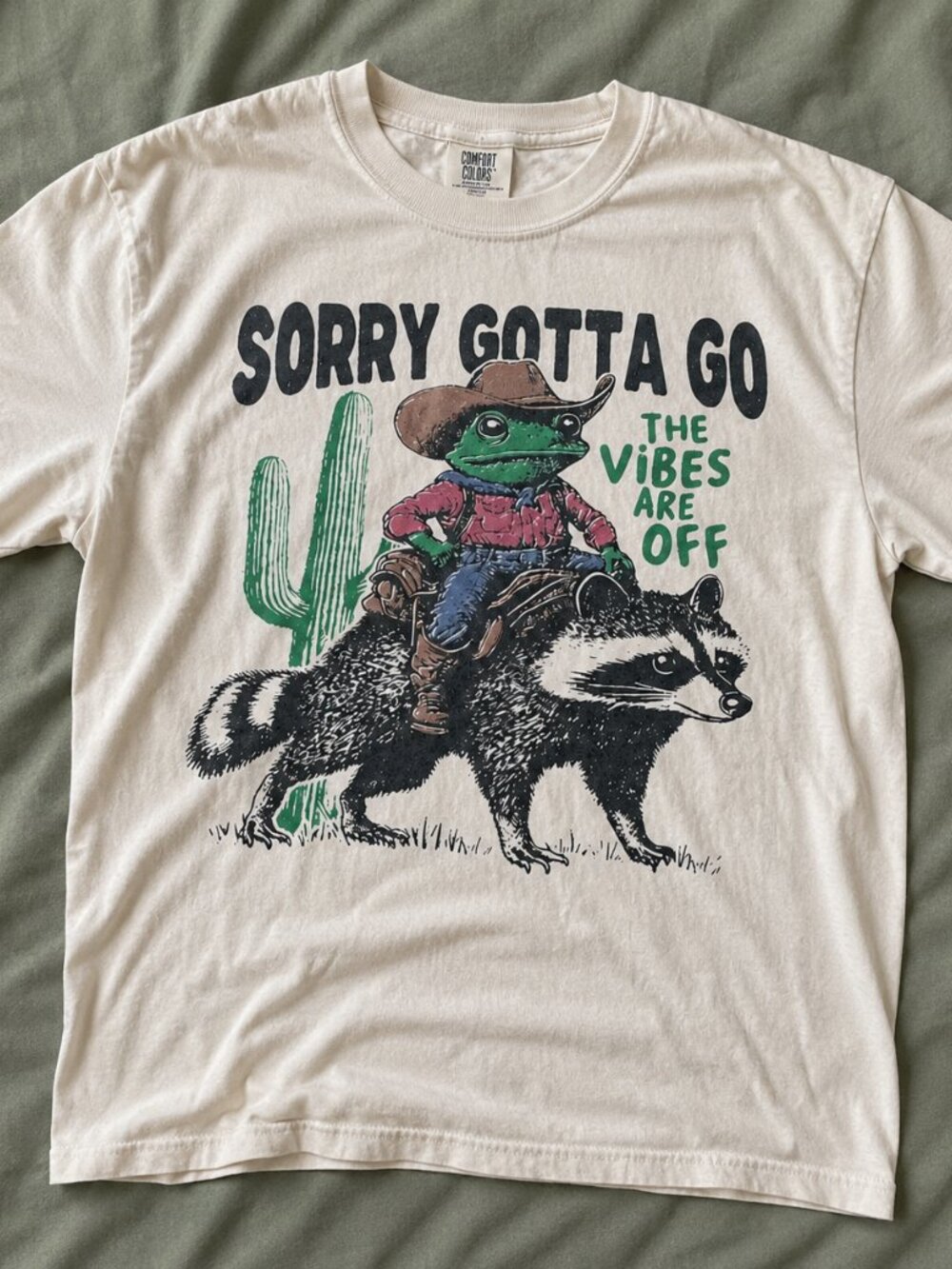 Cream Frog Cowboy Raccoon Graphic Tee Unisex Shirt